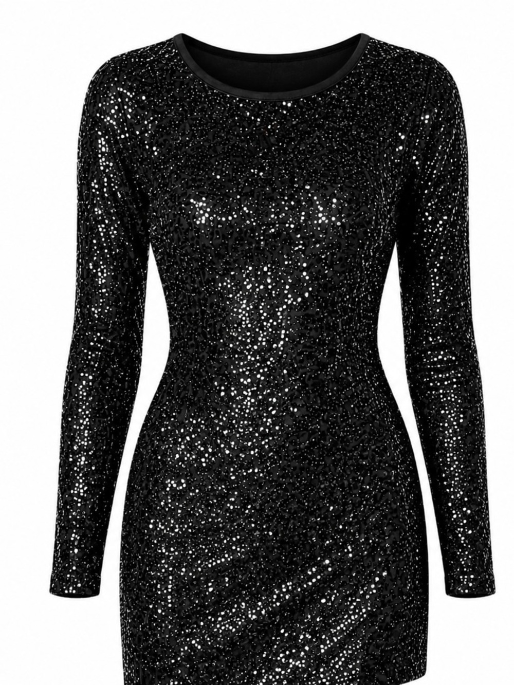 Women’s DKNY Black Sequin Long Sleeve MINI Dress size Large